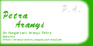 petra aranyi business card